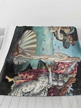 Botticelli Birth of Venus Soft Minky Blanket Huge 60"x80"  Gift for Art Lover